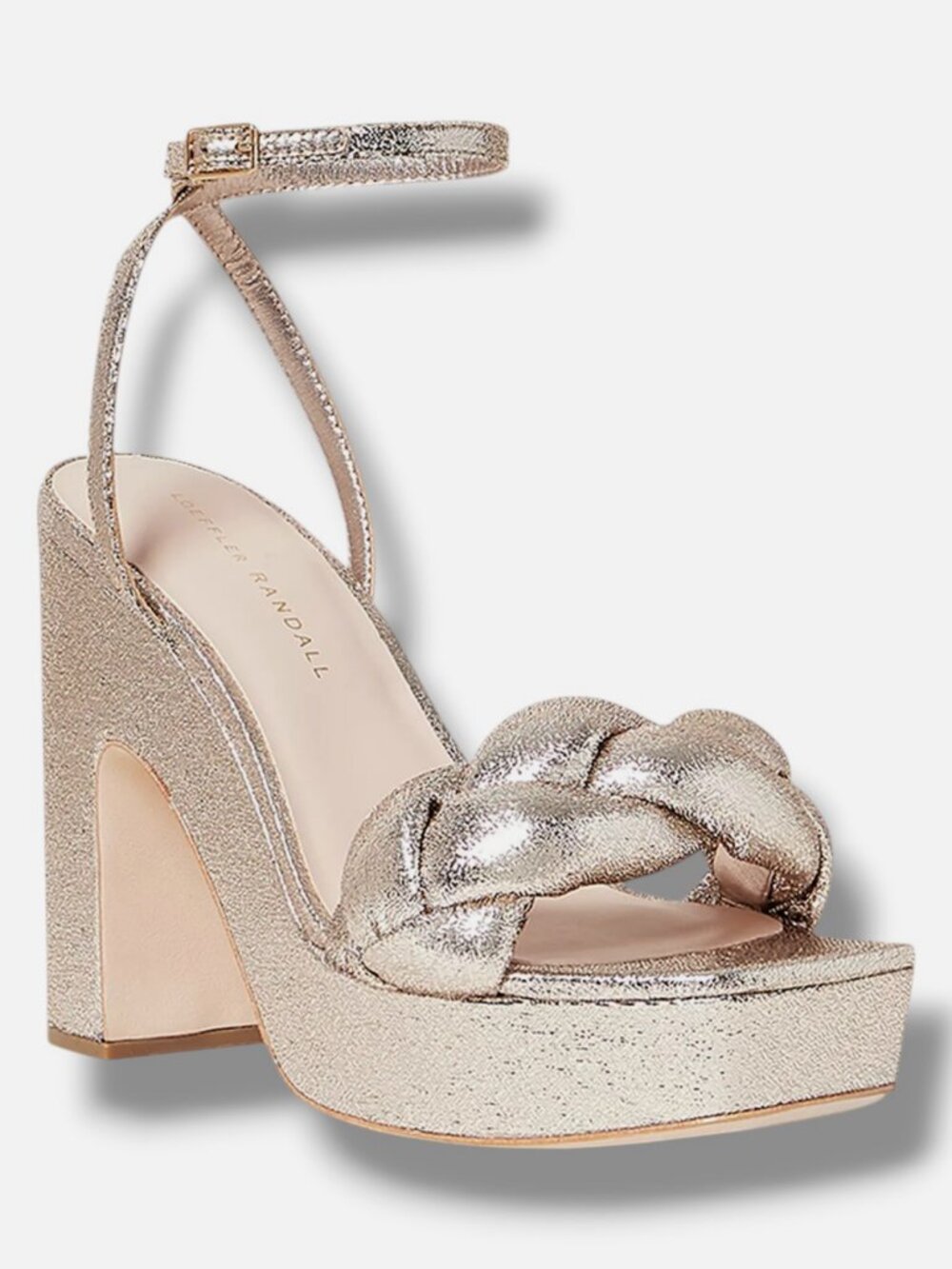 Loeffler Randall Women's Gold Fae Square-Toe Braided Strap Sandal Shoes Size 11B